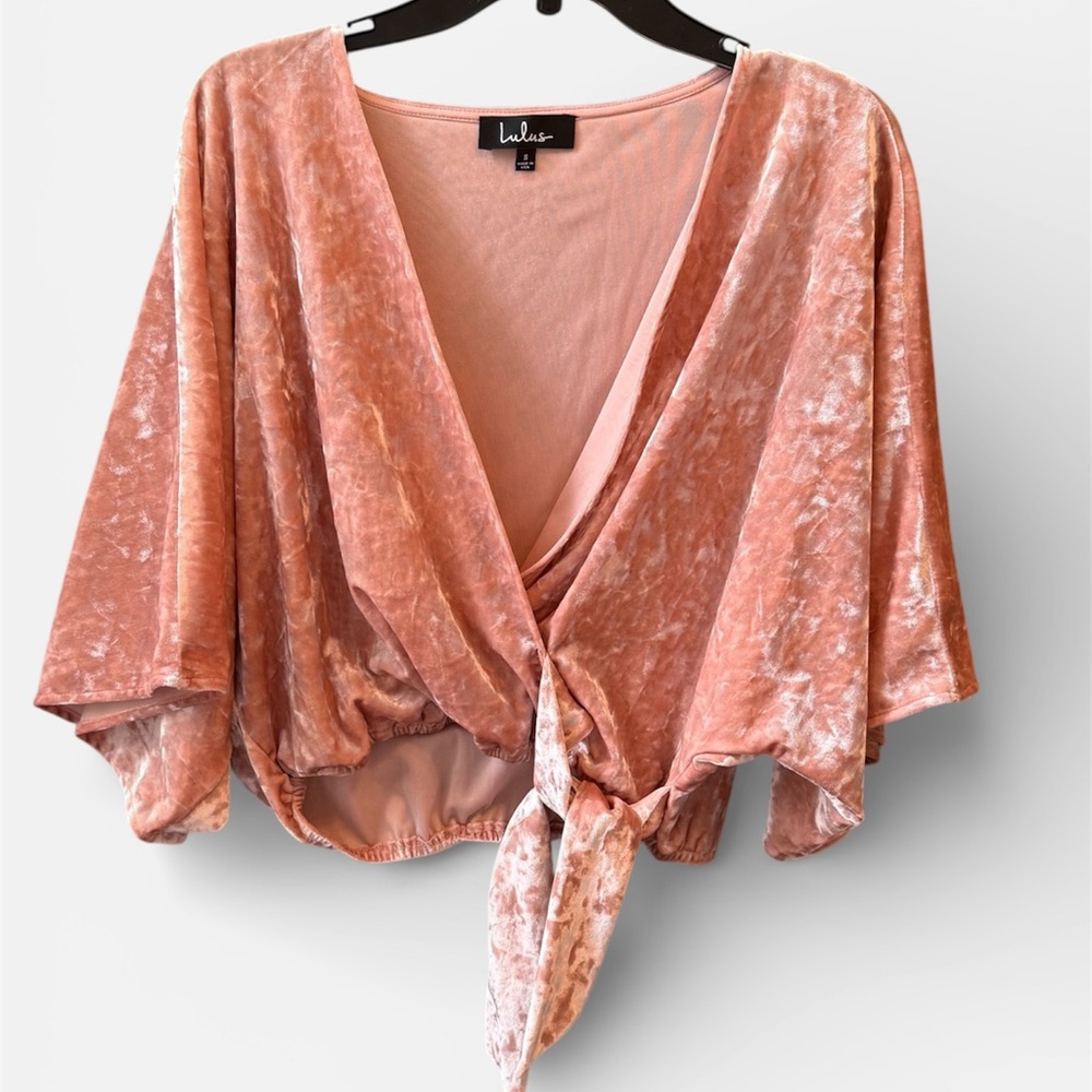 Lulu’s Pink Crushed Velvet Blouse. Sz S
